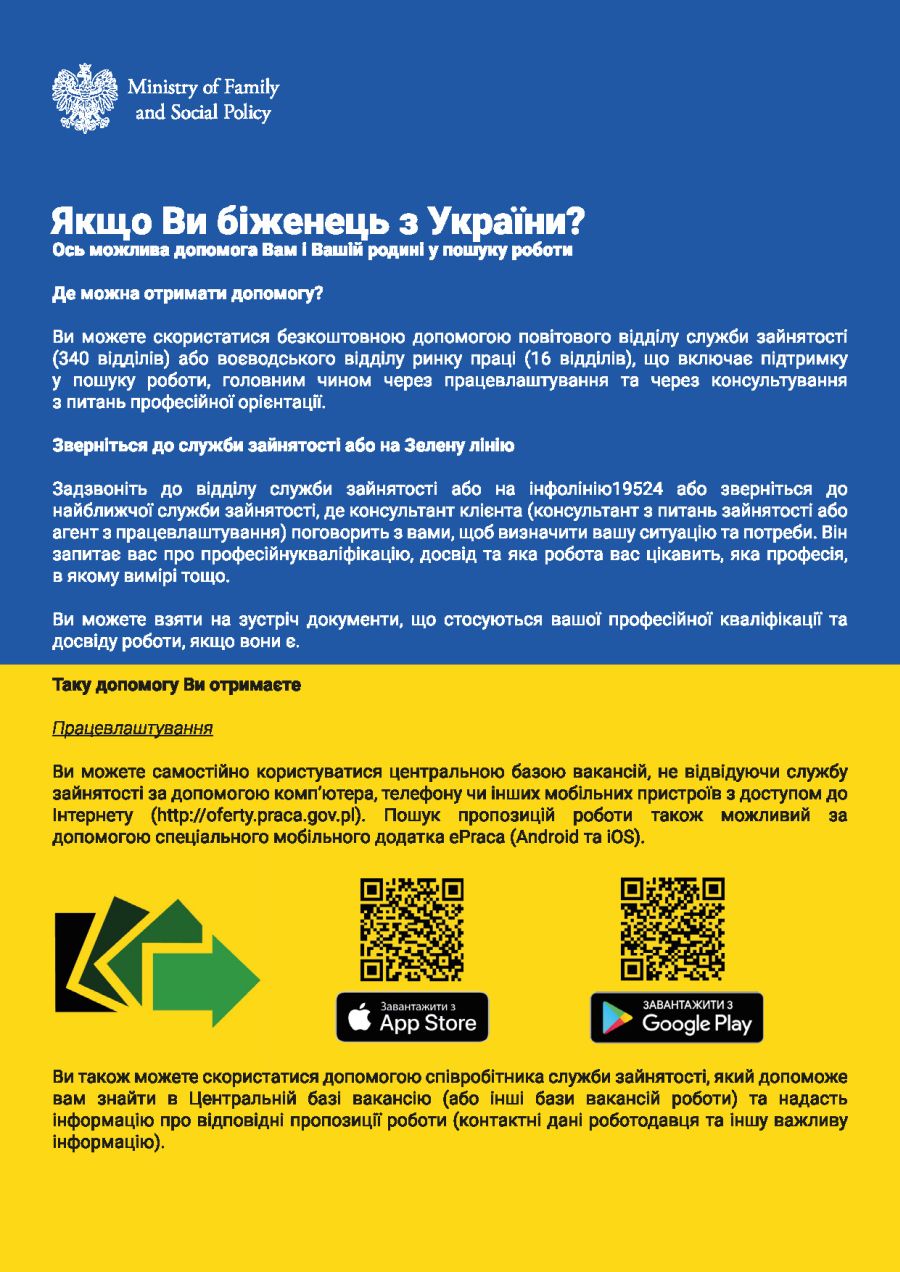 Jesteś uchodźcą z Ukrainy? Oto możliwa pomoc dla Ciebie i Twojej rodziny w ramach poszukiwania pracy